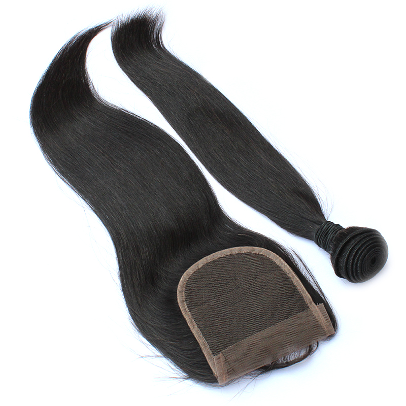 100% Human Hair Lace Closure Straight Remy Peruvian Hair Natural Color For Woman 11