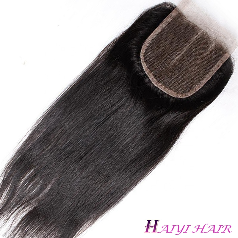 100% Human Hair Lace Closure Straight Remy Peruvian Hair Natural Color For Woman 9