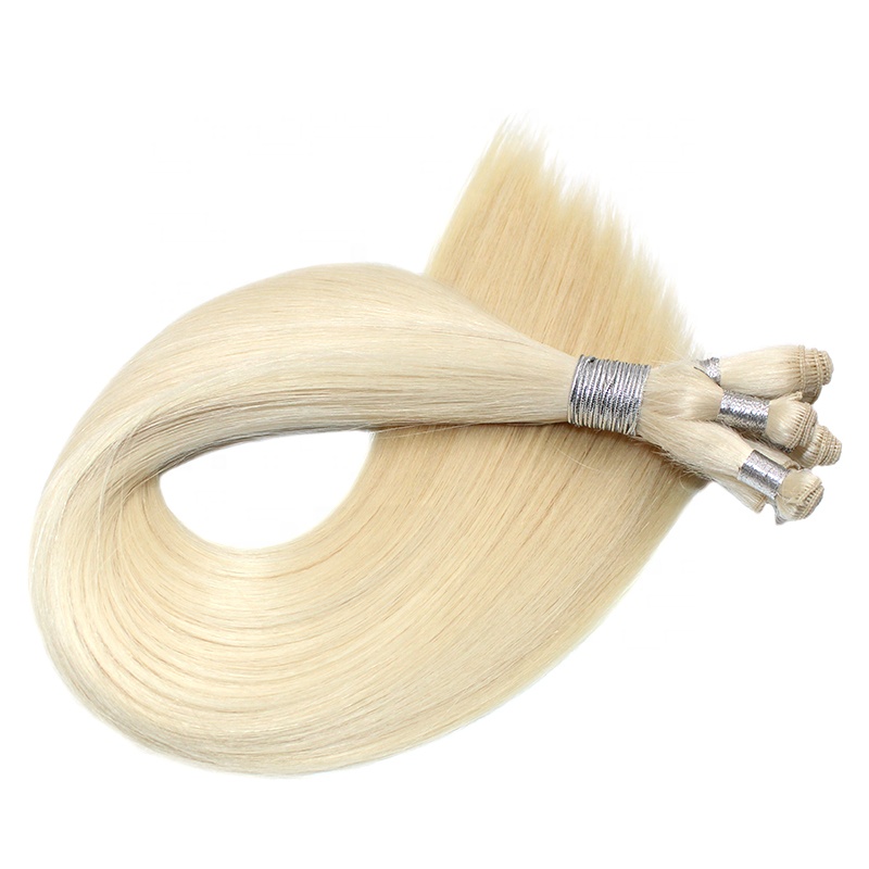 European Factory Virgin  Double Drawn Hand Tied Weft Human Hair Extension Vendor 14
