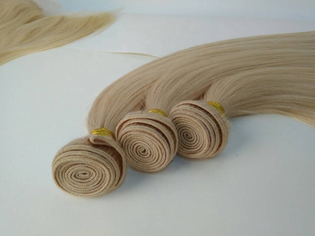 customize order super virgin European Remy hair hand tied weft hair extension 19