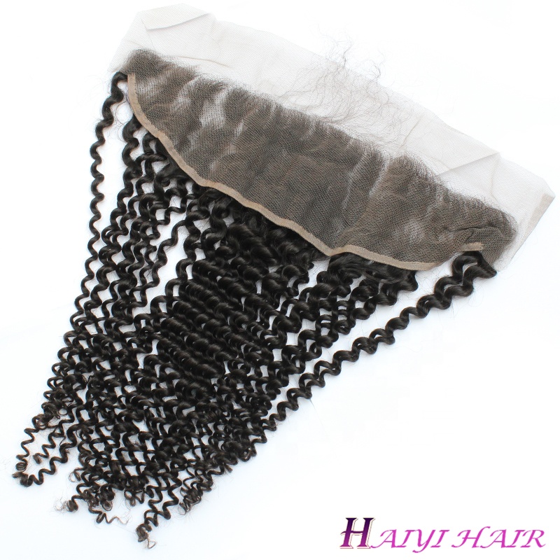 Top Quality Pre Plucked Transparent Swiss Lace Peruvian Kinky Curl Cuticle Aligned Lace Frontal 8