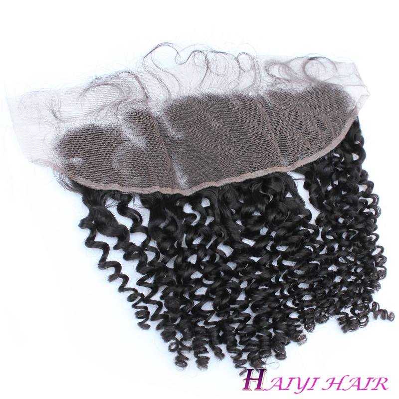 Top Quality Pre Plucked Transparent Swiss Lace Peruvian Kinky Curl Cuticle Aligned Lace Frontal 11