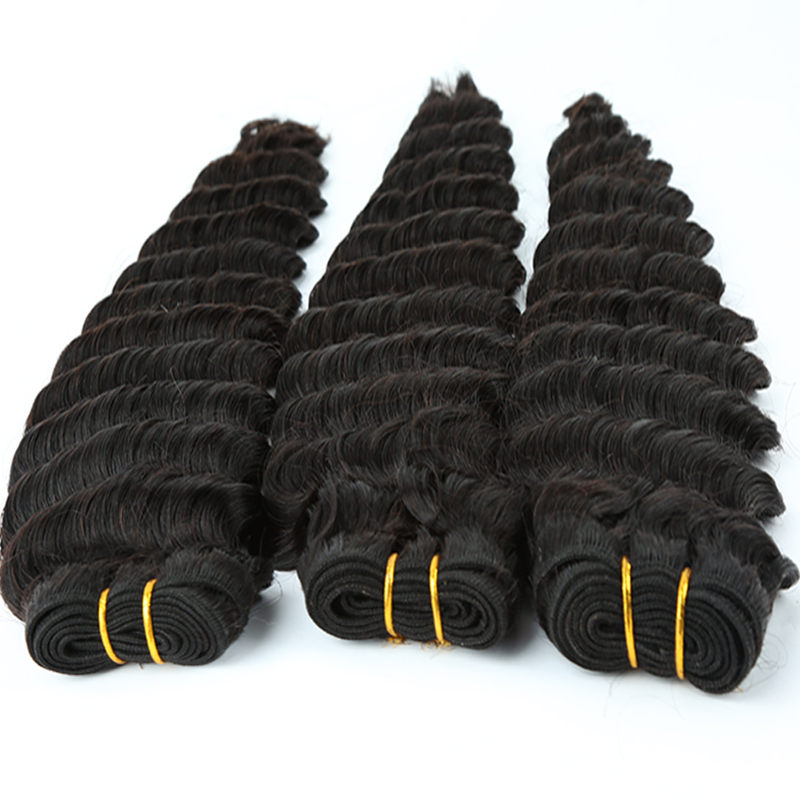 Deep Wave Human Hair Extensions 100% Raw Virgin Brazilian hair Weaving 12-36 inch Hair 10