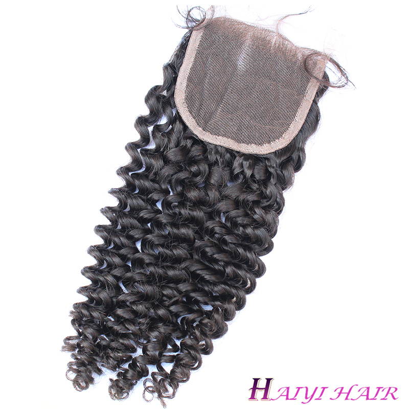 100% Human Hair Curly Wave Virgin Hair Mongolia Hair Lace Closure Fee Logo 10