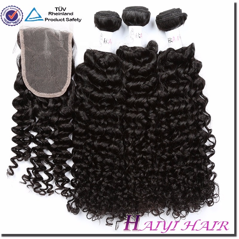 Curly Wave Virgin Hair Mongolia Hair Lace Closure 100% Human Hair 8