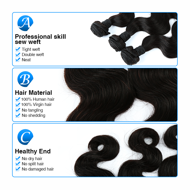 The Best Unprocessed Indian Thick Ends Hair Body Wave Cuticle Aligned Hair Bundles 12