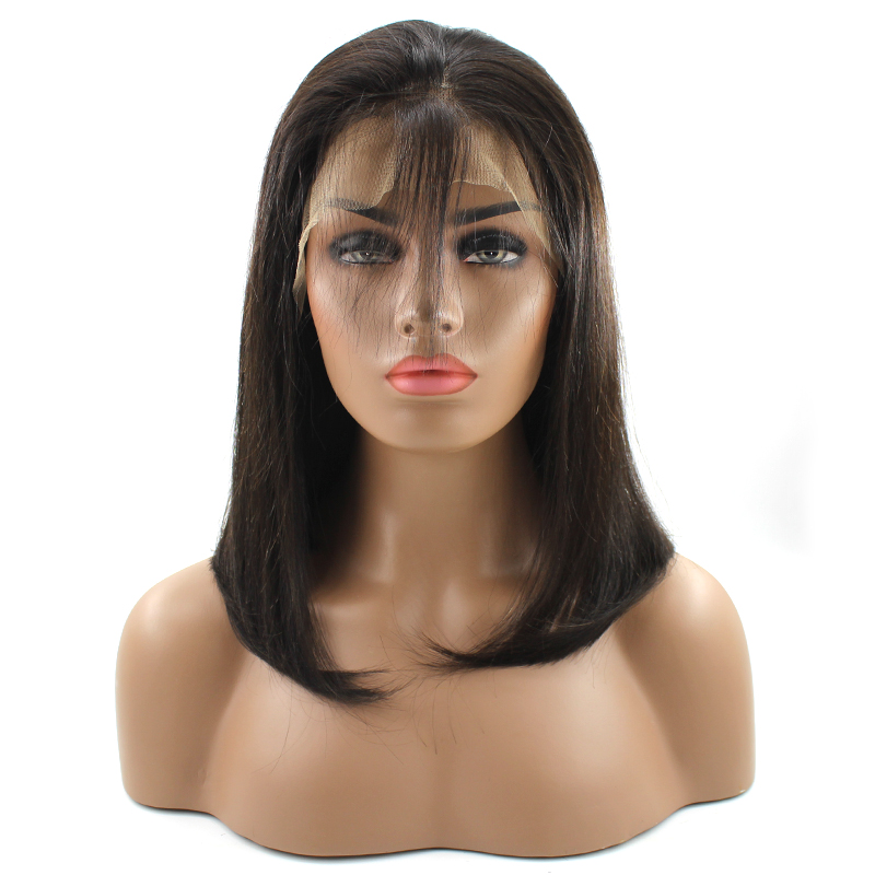Fast shipping 11a grade natural hairline #1b color Silky Straight Human Hair Bob wig for women 8