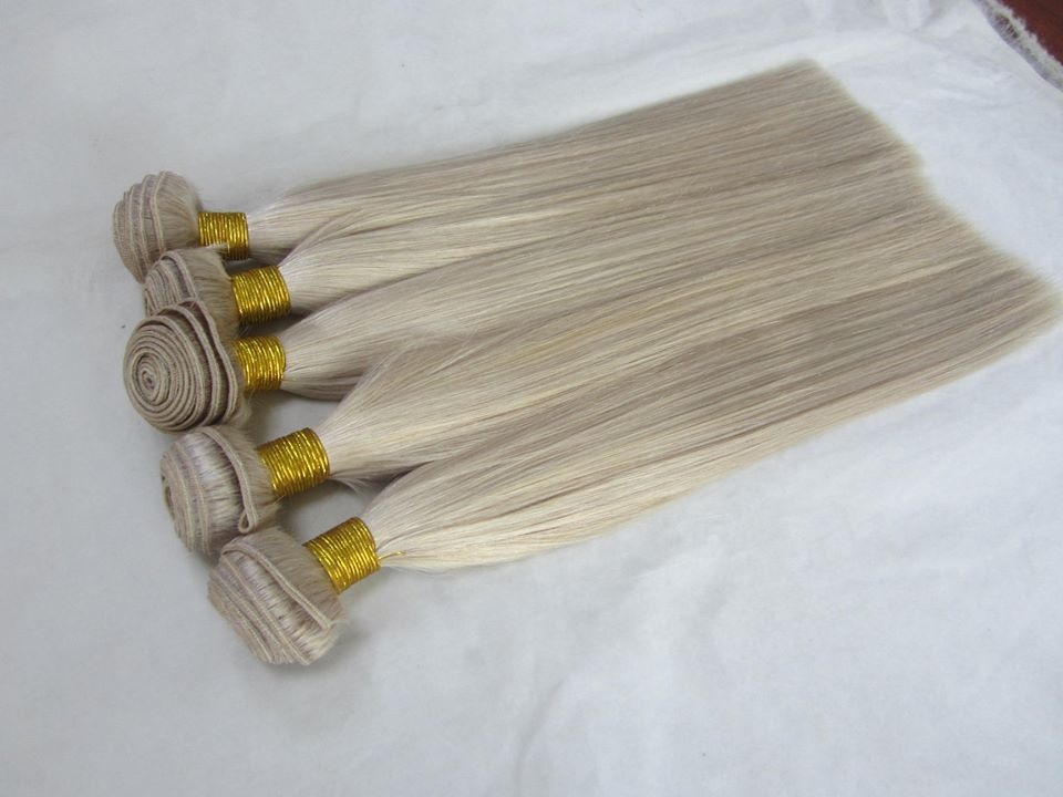 Factory wholesale price double drawn virgin Indian hair original straight 100% human hair blonde 613 hair bundles 8