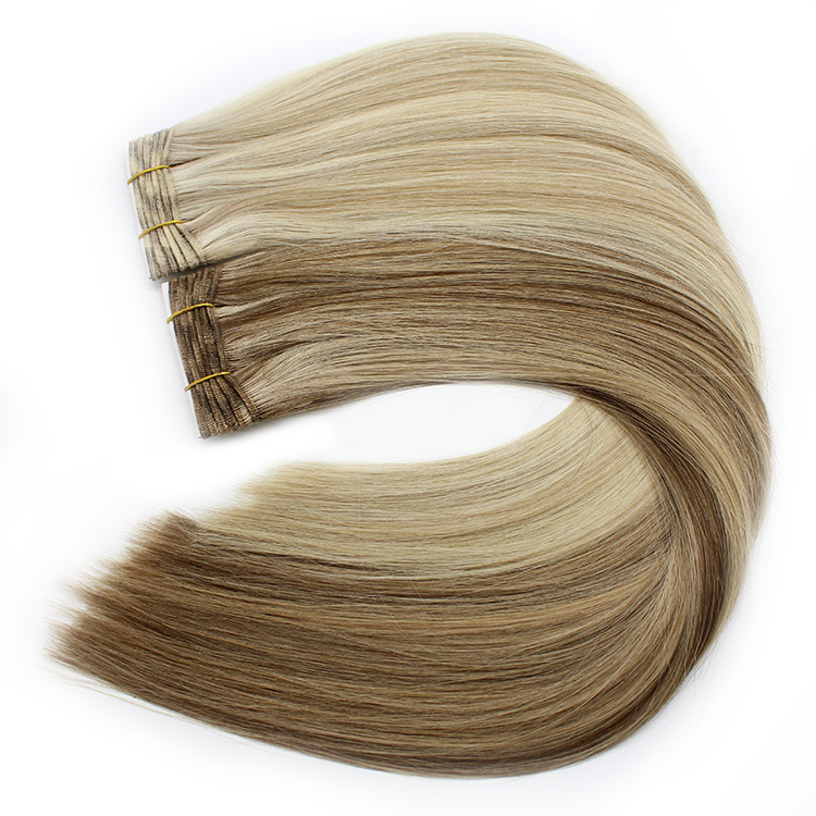 Russian Top Quality Machine Weft Real Double Drawn Cuticle Aligned Wholesale Virgin Cuticle Aligned Human Hair Extensions 14