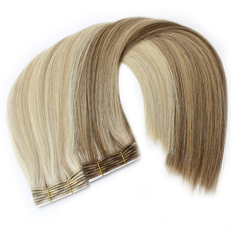 Russian Top Quality Machine Weft Real Double Drawn Cuticle Aligned Wholesale Virgin Cuticle Aligned Human Hair Extensions 15