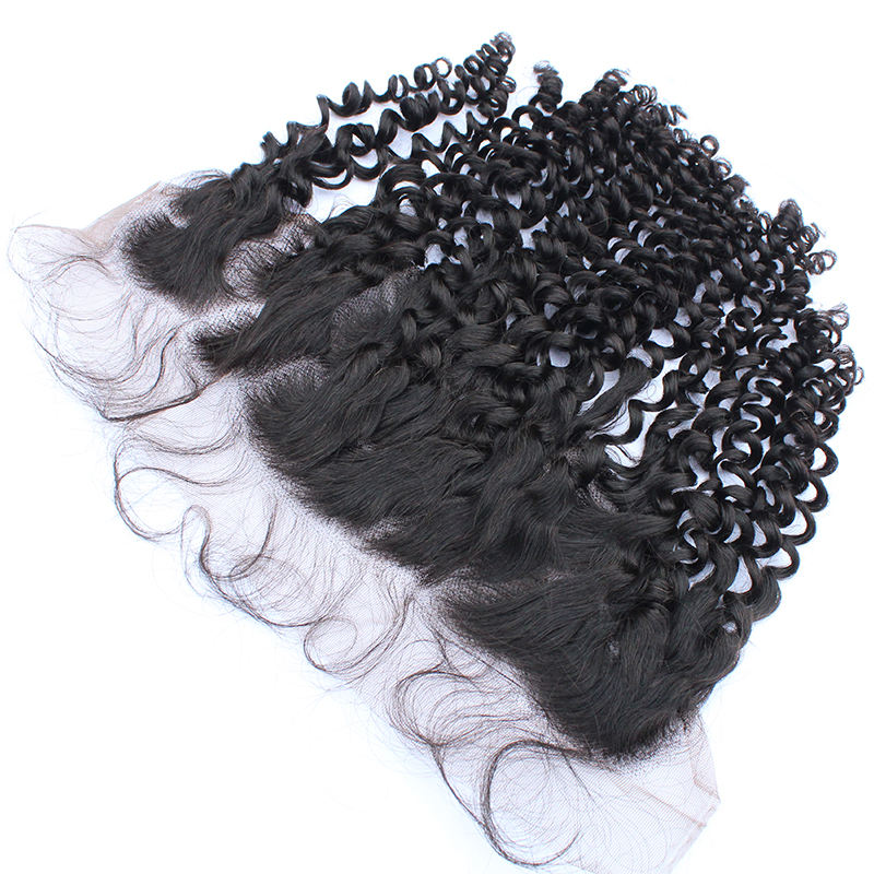 Top Quality Pre Plucked Transparent Swiss Lace Peruvian Curly Cuticle Aligned Lace Frontal 8