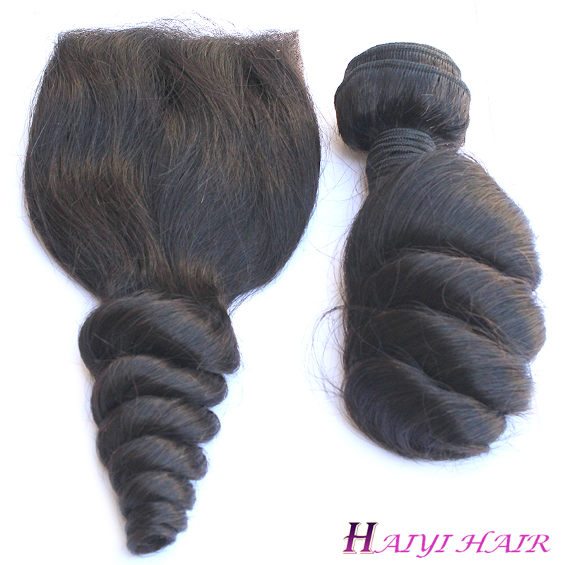 Natural Color Loose Wave Chinese Human Hair Cuticle Aligned Hair Lace Closure 11