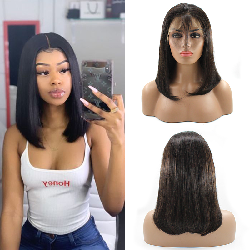 Short quality bob lace human hair wig, ombre frontal lace human hair wig 12