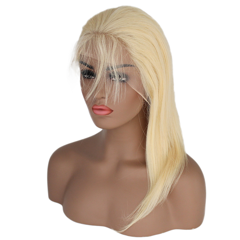 Factory Cheap Virgin Cuticle Aligned Peruvian Silk 8 Inch 613 Blonde White Front Lace Human Hair Wigs 8