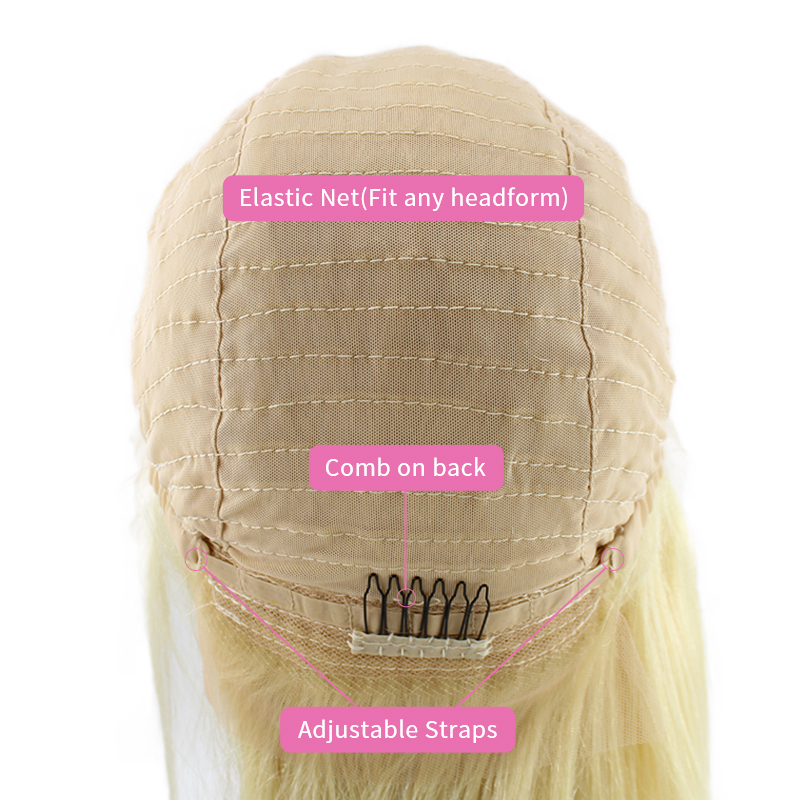 Factory Cheap Virgin Cuticle Aligned Peruvian Silk 8 Inch 613 Blonde White Front Lace Human Hair Wigs 14