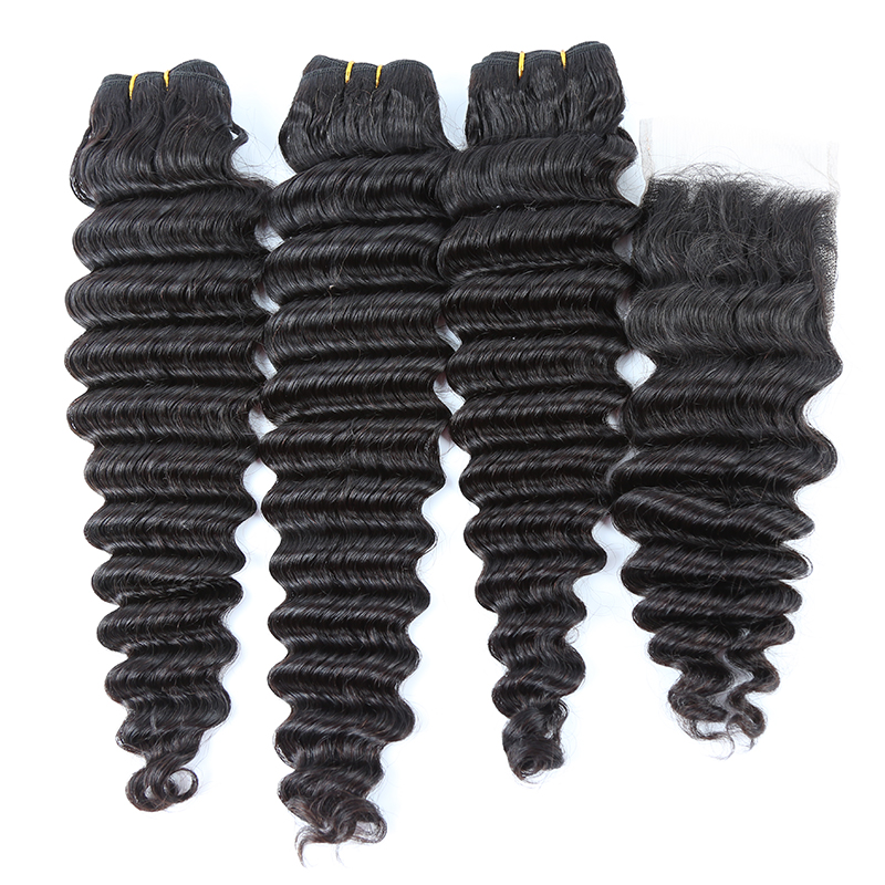 Bundles with closure for black woman Unprocessed 100% Human Hair 10