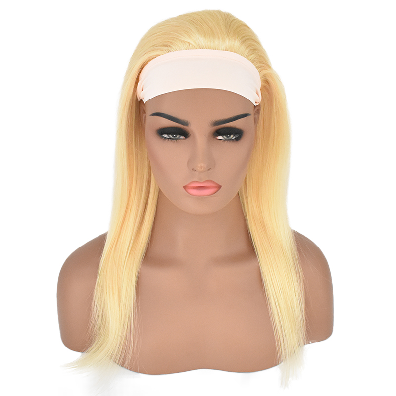 613 blonde Headband Wig Wholesale Straight Human Hair Headband Scarf Wig For African America Woman 9