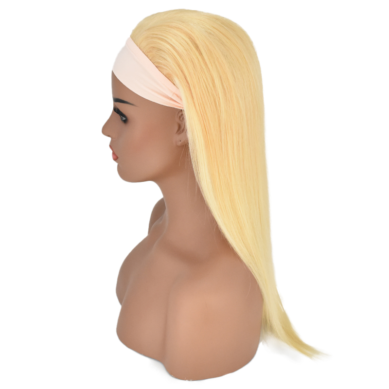 613 blonde Headband Wig Wholesale Straight Human Hair Headband Scarf Wig For African America Woman 11