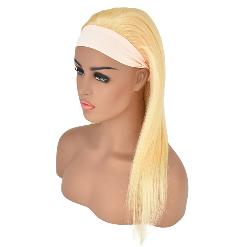 613 blonde Headband Wig Wholesale Straight Human Hair Headband Scarf Wig For African America Woman 16