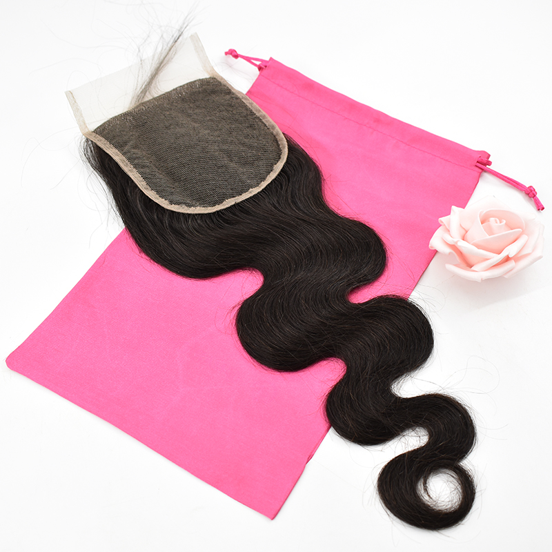 Best quality wholesale price raw unprocessed 100% Human indian Hair Body Wave Closure 9