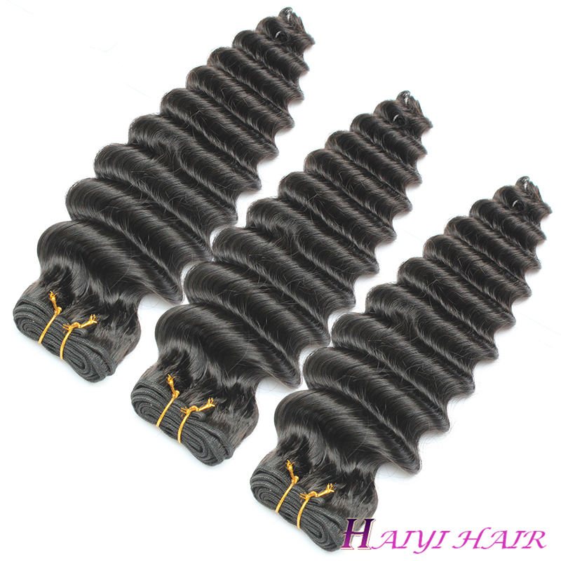 One donor tangle free Indian Deep wave hair weave double weft human hair extensions 9