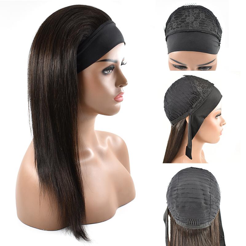 Headband Wig Wholesale Straight Human Hair Headband Scarf Wig For African America Woman 9