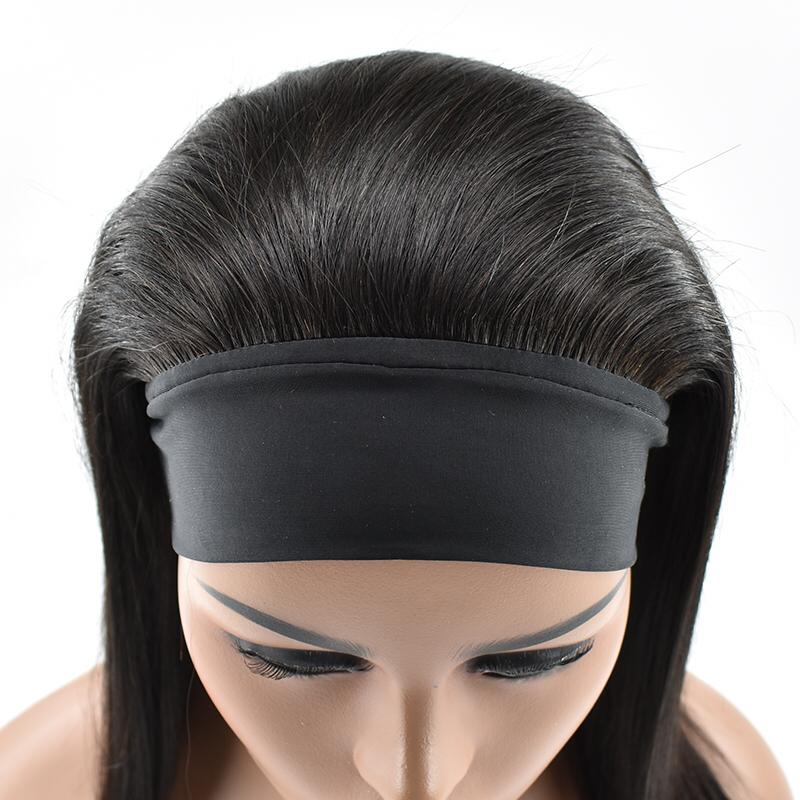 Headband Wig Wholesale Straight Human Hair Headband Scarf Wig For African America Woman 12
