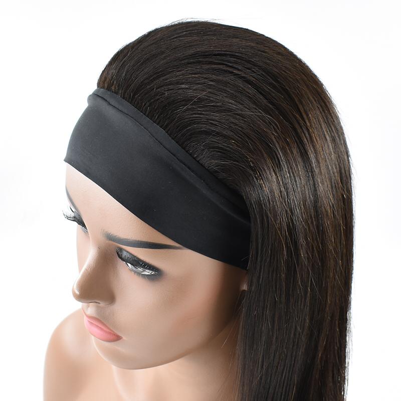 Headband Wig Wholesale Straight Human Hair Headband Scarf Wig For African America Woman 11