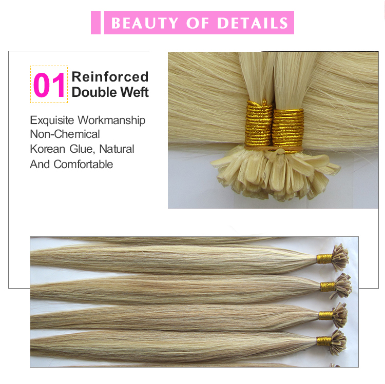 Best Selling Brazilian Virgin Remy Hair Double Drawn with Thick Ends Nail Tip Hair Extensions 13