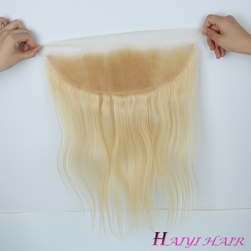 Dyable Straight Hair Weave Hair Extension 613 Hair Blonde Lace Frontal and Bundle 10