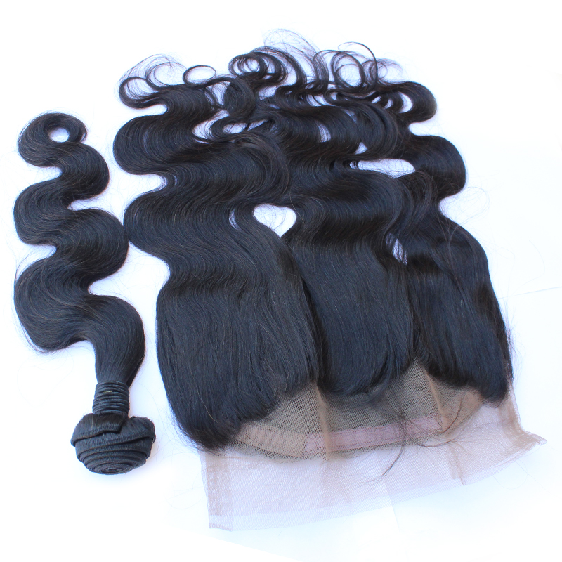 Double Drawn Human Hair Body Wave Lace Frontal High Quality Raw Indian Hair Vendor 8
