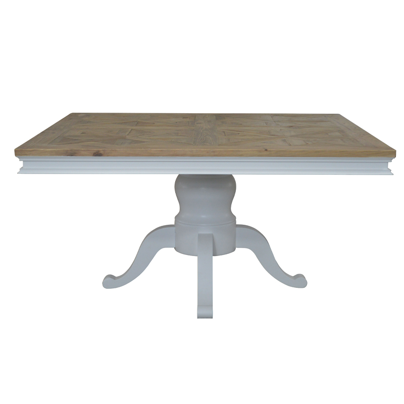 HOOLNN white dining table with dark wood top for business for dinner use