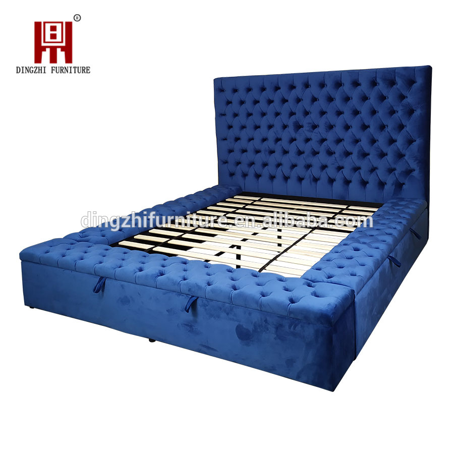 2020 Hot Selling  Luxury Wood Round Velvet King Size Bed With Storage For Hotel 12