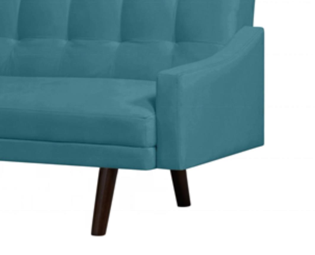 Lofoten Turquoise Blue Velvet Futon Sleeper Sofa 8
