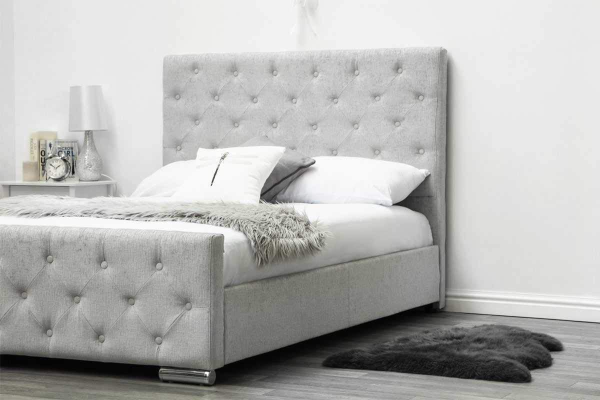 Wholesale Linen Fabric Button Flatform Bed Desks with Storage Kingbird Furniture Company Brand 9
