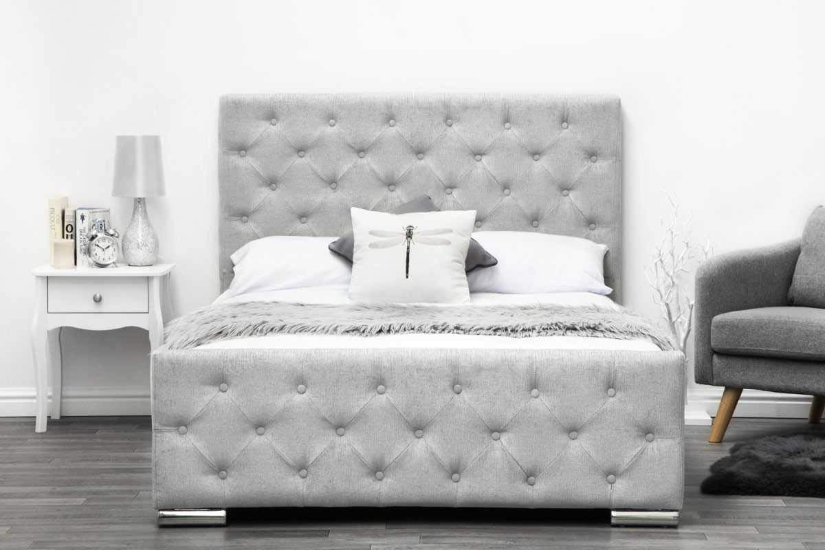 Wholesale Linen Fabric Button Flatform Bed Desks with Storage Kingbird Furniture Company Brand 8