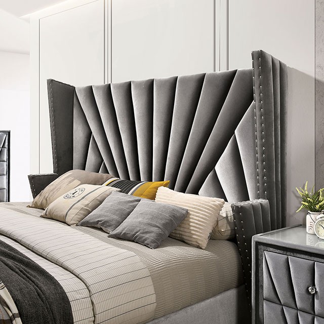 Dingzhi Luxury Bed Furniture Upholstered Queen Bed Lit Crush Velvet Tufted Bed Modern King Size 10