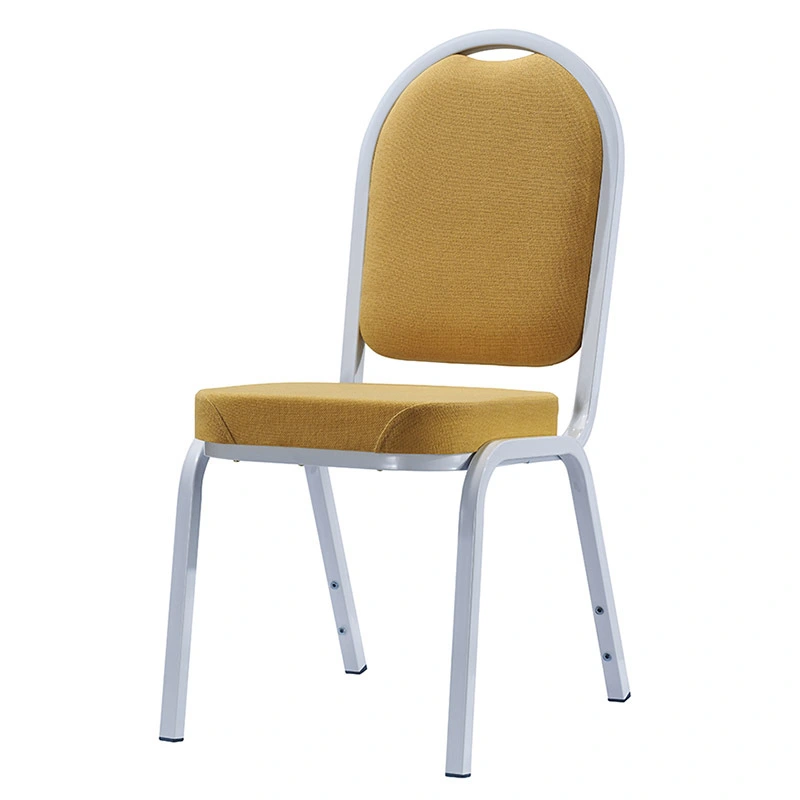 Round Yellow Upholstered White Painting Aluminum Stackable Chair YD-1022 1