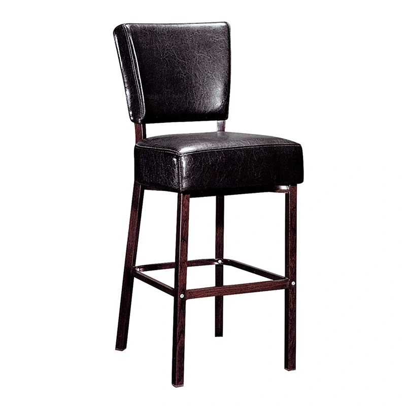 BLACK PU LEATHER METAL BAR STOOL FOR HOTEL PUB COFFEE SHOP #YA-2014 1