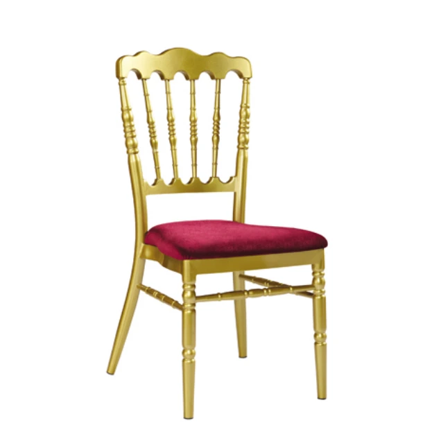 Velvet Upholstered Golden Banquet Wedding Event Napoleon Stacking Chair YC-013 1