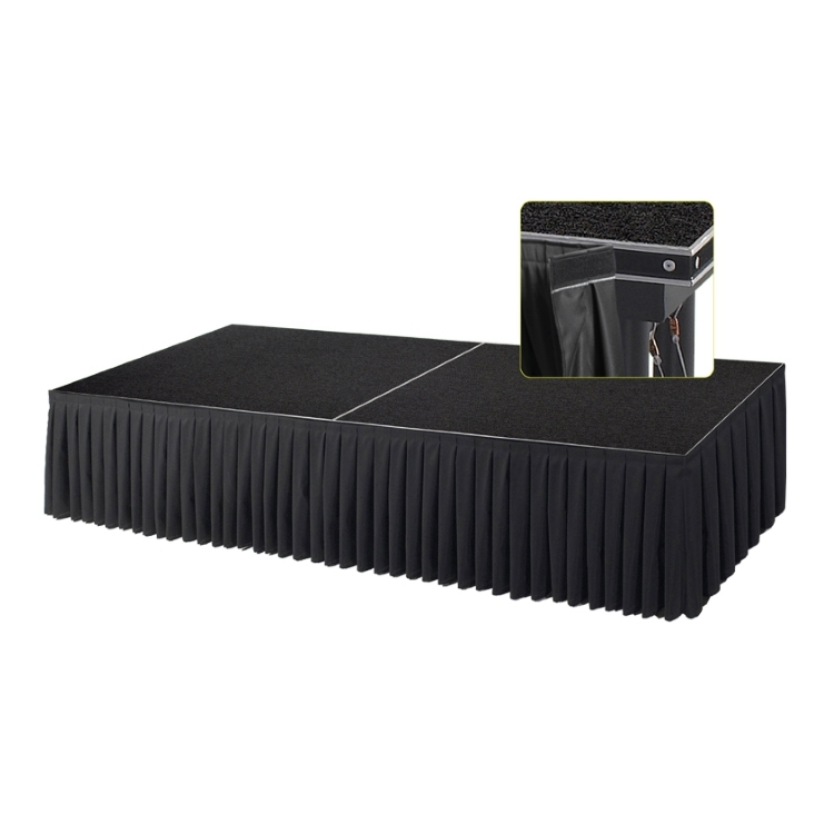 Black Fabric Hotel Banquet Meeting Room Mobile Stage Skirt 1