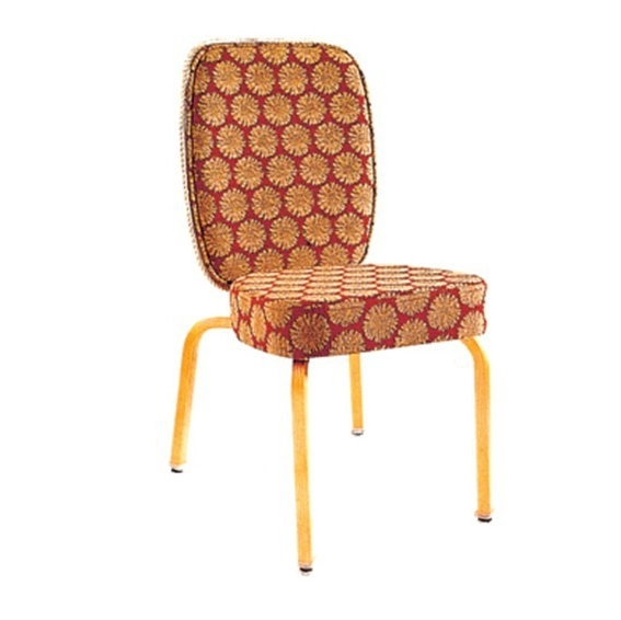 Golden Oil Painting Restaurant Rocking Back Chair Aluminum Stack Chair YB-003 1