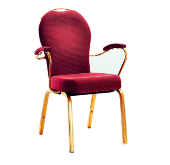 Red Upholstered Hotel Banquet Conference Room Rocking Back Aluminum Armrest Chair #YB-007 1