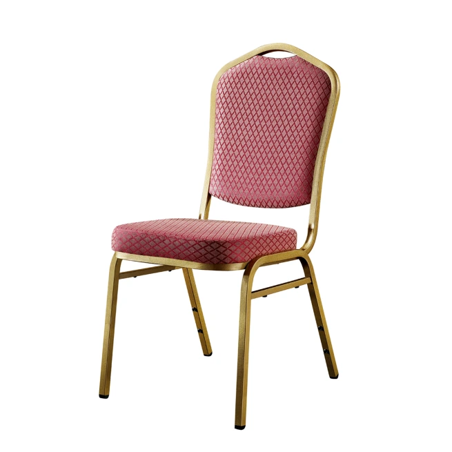 Hot Sale Iron Chair Stacking Red Fabric Hotel Party Chair YE-004 1