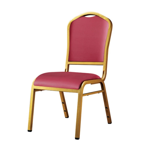 Hotel Banquet Leather Bend Seat Cushion Iron Stack Chair YE-042 1