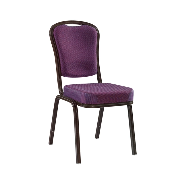 Purple Fabric Unique Seat Aluminum Chair Hospitality Reception Stack Chair YD-030 1