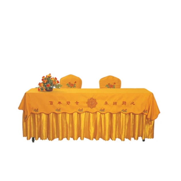 ANTIQUE YELLOW JACQUARD TABLE CLOTH BANQUET MEETING ROOM TABLE CLOTH A-002 1