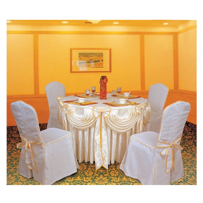 WHITE JACQUARD CHAIR COVER HOTEL RESTAURANT DECORATIONS TABLE CLOTH LT-003 1