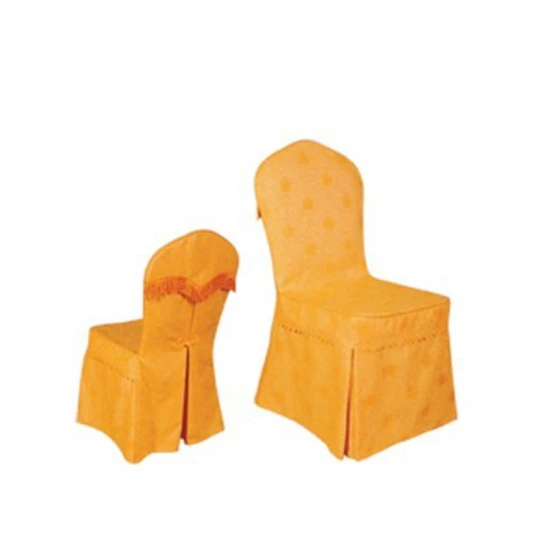 YELLOW EVENT HALL DECORATIONS JACQUARD RUFFLED SKIRT CHAIR COVER Y-037 1