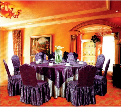 100% POLYESTER JACQUARD RUFFLED HOTEL BANQUET WEDDING UNIVERSAL CHAIR COVER Y-088 1